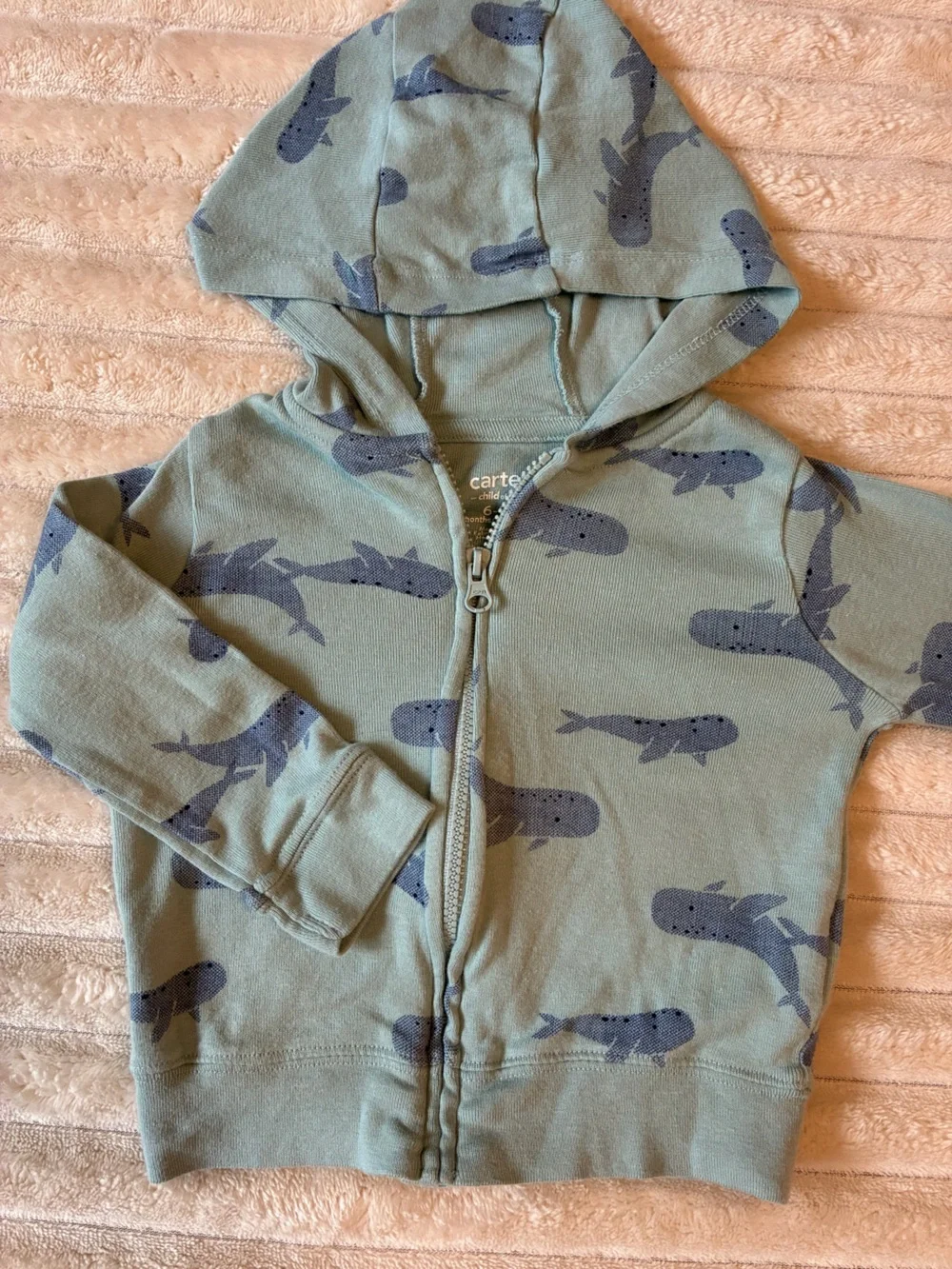 🐳 Carter’s 6-9M Aqua Whale Zip Hoodie 🌊